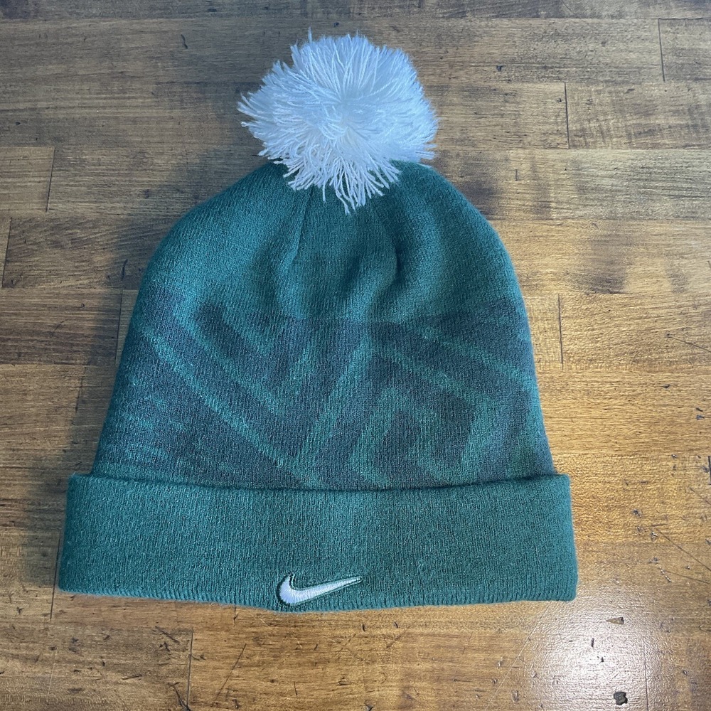 Nike Michigan State Spartans Beanie Green White Pom Knit Hat NCAA One Size